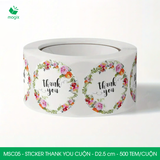  MSC05 - Cuộn Sticker Thank You tròn - Một thiết kế - 2.5cm - [500 tem/cuộn] 