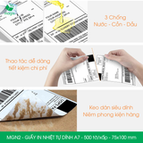  MGN2 - Giấy in nhiệt tự dính A7 - 500 tờ/ xấp - 75x100 mm 