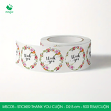  MSC05 - Cuộn Sticker Thank You tròn - Một thiết kế - 2.5cm - [500 tem/cuộn] 