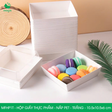  MFHP1T - Hộp giấy kraft thực phẩm - Nắp PET - Trắng - 10.5x10.5x6 cm 