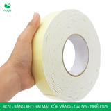  BK7x - Băng keo 2 mặt xốp vàng - Độ dài 5m - Nhiều size 