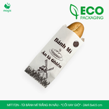  MFT1T2N - Túi bánh mì trắng in nâu - "Cối xay gió" - 24x9.5x4.5 cm 