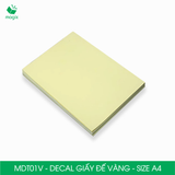  MDT01V - Decal giấy trắng đế vàng A4 - 50 tờ/ xấp 