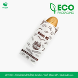  MFT1T5N - Túi bánh mì trắng in nâu - "Giỏ bánh mì" - 24x9.5x4.5 cm 