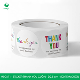  MSCK11 - Cuộn Sticker Thank You tròn - Nhiều thiết kế - 2.5cm - [500 tem/cuộn] 