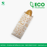  MFT2T3C - Túi bánh mì trắng in cam - "Best street food" - 24x9,5x4,5 cm 