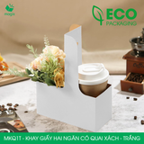  MKQ1T - Khay giấy hai ngăn có quai xách - Trắng - 17.5x8x9 cm 