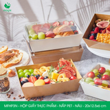  MFHP3N - Hộp giấy kraft thực phẩm - Nắp PET - Nâu - 20x12.5x6 cm 