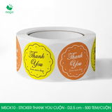 MSCK10 - Cuộn Sticker Thank You tròn - Nhiều thiết kế - 2.5cm - [500 tem/cuộn] 