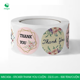 MSCK06 - Cuộn Sticker Thank You tròn - Nhiều thiết kế - 2.5cm - [500 tem/cuộn] 