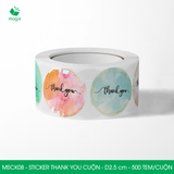  MSCK08 - Cuộn Sticker Thank You tròn - Nhiều thiết kế - 2.5cm - [500 tem/cuộn] 