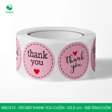  MSCK12 - Cuộn Sticker Thank You tròn - Nhiều thiết kế - 2.5cm - [500 tem/cuộn] 