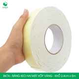  BK7A - Băng keo 2 mặt xốp vàng - Khổ 2,4cm x 5m 
