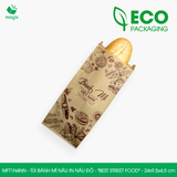  MFT1N4NN - Túi bánh mì nâu in nâu đỏ - "Best street food" - 24x9.5x4.5 cm 