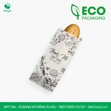  MFT1T4N - Túi bánh mì trắng in nâu - "Best street food" - 24x9.5x4.5 cm 