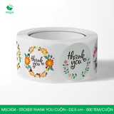  MSCK04 - Cuộn Sticker Thank You tròn - Nhiều thiết kế - 2.5cm - [500 tem/cuộn] 