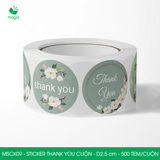  MSCK09 - Cuộn Sticker Thank You tròn - Nhiều thiết kế - 2.5cm - [500 tem/cuộn] 