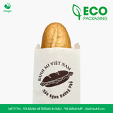  MFT1T1N - Túi bánh mì trắng in nâu - "Xe bánh mì" - 24x9.5x4.5 cm 