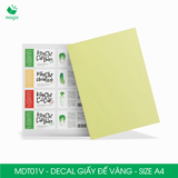  MDT01V - Decal giấy trắng đế vàng A4 - 50 tờ/ xấp 