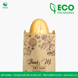  MFT1N4NN - Túi bánh mì nâu in nâu đỏ - "Best street food" - 24x9.5x4.5 cm 