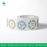  MSCK01 - Cuộn Sticker Thank You tròn - Nhiều thiết kế - 2.5cm - [500 tem/cuộn] 