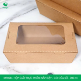  MFH2B - Hộp giấy kraft thực phẩm - Nắp đậy có cửa sổ - Nâu - 900ml 