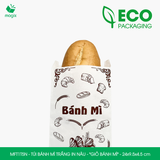  MFT1T5N - Túi bánh mì trắng in nâu - "Giỏ bánh mì" - 24x9.5x4.5 cm 