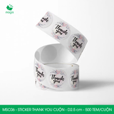  MSC06 - Cuộn Sticker Thank You tròn - Một thiết kế - 2.5cm - [500 tem/cuộn] 