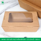  MFH3B - Hộp giấy kraft thực phẩm - Nắp đậy có cửa sổ - Nâu - 1200ml 