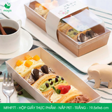  MFHP7T - Hộp giấy kraft thực phẩm - Nắp PET - Trắng - 19.5x9x6 cm 