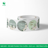  MSCK09 - Cuộn Sticker Thank You tròn - Nhiều thiết kế - 2.5cm - [500 tem/cuộn] 