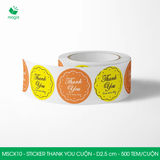  MSCK10 - Cuộn Sticker Thank You tròn - Nhiều thiết kế - 2.5cm - [500 tem/cuộn] 