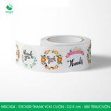  MSCK04 - Cuộn Sticker Thank You tròn - Nhiều thiết kế - 2.5cm - [500 tem/cuộn] 