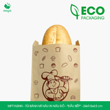  MFT1N3NN - Túi bánh mì nâu in nâu đỏ - "Đầu bếp" - 24x9.5x4.5 cm 