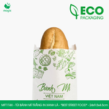  MFT1T4X - Túi bánh mì trắng in xanh lá - "Best street food" - 24x9.5x4.5 cm 