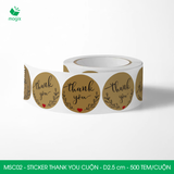  MSC02 - Cuộn Sticker Thank You tròn - Một thiết kế - 2.5cm - [500 tem/cuộn] 