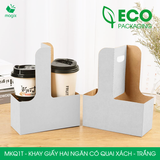  MKQ1T - Khay giấy hai ngăn có quai xách - Trắng - 17.5x8x9 cm 