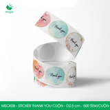  MSCK08 - Cuộn Sticker Thank You tròn - Nhiều thiết kế - 2.5cm - [500 tem/cuộn] 