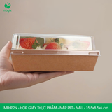  MFHP2N - Hộp giấy kraft thực phẩm - Nắp PET - Nâu - 15.5x8.5x6 cm 