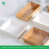  MFHP2N - Hộp giấy kraft thực phẩm - Nắp PET - Nâu - 15.5x8.5x6 cm 