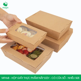  MFHxB - Hộp giấy kraft thực phẩm - Nắp đậy có cửa sổ - Nâu - Nhiều size 