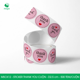  MSCK12 - Cuộn Sticker Thank You tròn - Nhiều thiết kế - 2.5cm - [500 tem/cuộn] 