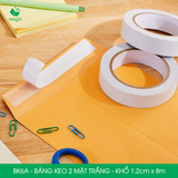  BK6A - Băng keo 2 mặt trắng - Khổ 1,2cm x 8m 