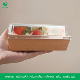  MFHPxN - Hộp giấy kraft thực phẩm - Nắp PET - Nâu - Nhiều Size 