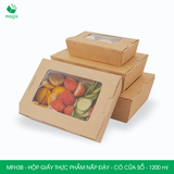  MFH3B - Hộp giấy kraft thực phẩm - Nắp đậy có cửa sổ - Nâu - 1200ml 