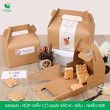  MFQxN - Hộp giấy Kraft quai xách - Nâu - Nhiều size 