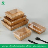  MFHP6N - Hộp giấy kraft thực phẩm - Nắp PET - Nâu - 14.5x13x6 cm 