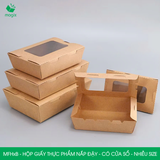  MFHxB - Hộp giấy kraft thực phẩm - Nắp đậy có cửa sổ - Nâu - Nhiều size 