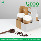  MKQ1T - Khay giấy hai ngăn có quai xách - Trắng - 17.5x8x9 cm 