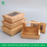  MFH4B - Hộp giấy kraft thực phẩm - Nắp đậy có cửa sổ - Nâu - 1600ml 